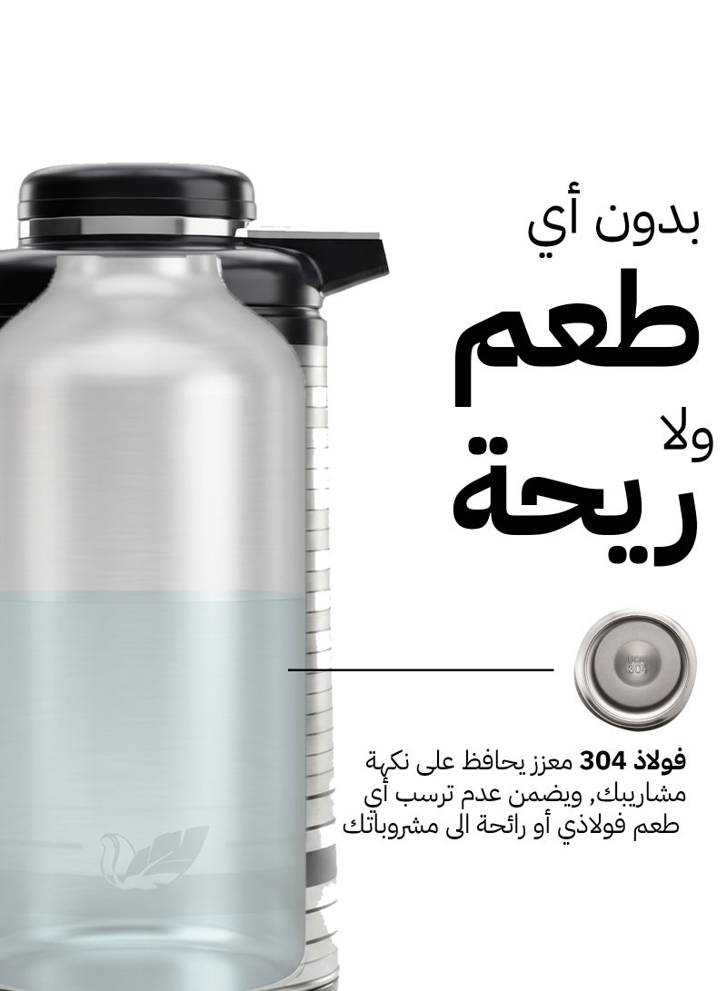 بيكوك لة حافظة للحرارة يابانية فاخرة | ستانلس ستيل SUS304 عالي الجودة | حفظ الحرارة والبرودة لمدة 24 ساعة | تصميم مريح مانع للتسرب للمجالس والمكاتب والديكور المنزلي | 1.9 لتر - Image 5