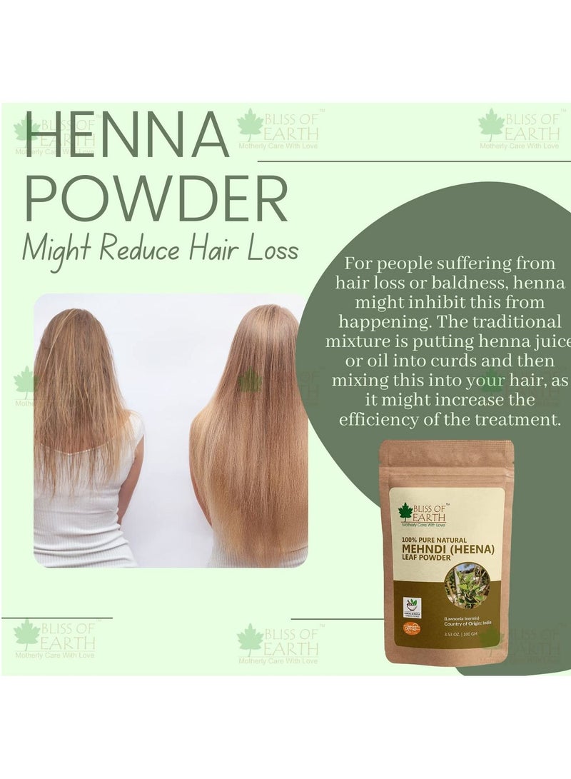 BLISS OF EARTH 100% Pure & Natural Henna Powder | 2x100GM | Natural Hair Color |Shiny Hair | Mehandi Powder 200gm - Image 4