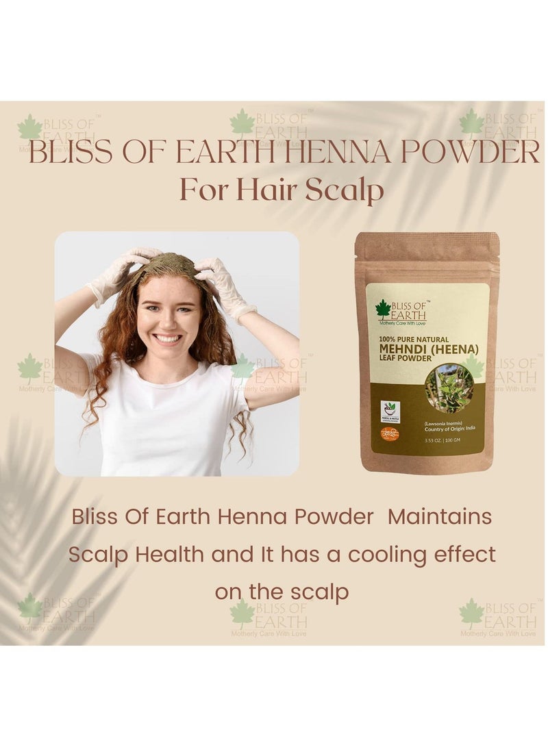 BLISS OF EARTH 100% Pure & Natural Henna Powder | 2x100GM | Natural Hair Color |Shiny Hair | Mehandi Powder 200gm - Image 3