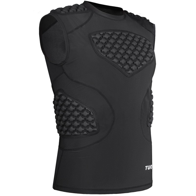 TUOYR Mens Football Padded Shirt Baseball Compression Vest with Pads Chest Rib Protector Adult Protective Sleeveless Undershirt Heart Guard for Softball Rugby Lacrosse - Image 2