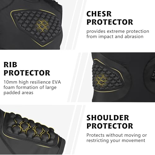 TUOYR Mens Football Padded Shirt Baseball Compression Vest with Pads Chest Rib Protector Adult Protective Sleeveless Undershirt Heart Guard for Softball Rugby Lacrosse - Image 3