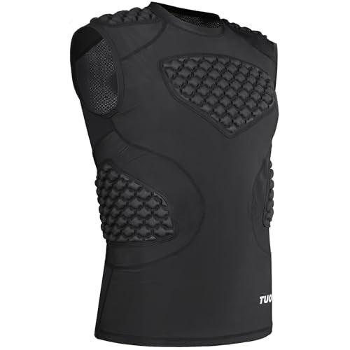 TUOYR Mens Football Padded Shirt Baseball Compression Vest with Pads Chest Rib Protector Adult Protective Sleeveless Undershirt Heart Guard for Softball Rugby Lacrosse - Image 1
