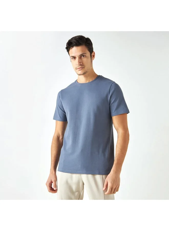 Iconic Popcorn Textured T-shirt with Crew Neck and Short Sleeves