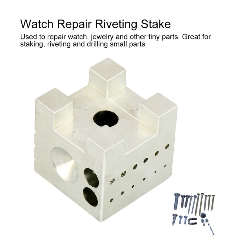 Watch Repair Tool: Carbon Steel Block, Hard And Durable - 15 Holes 0.5 To 5mm, 4 Rivets 0.7-10mm, 3 Slots 0.5-1.0mm Riveting Tool For Watchmakers, Jewelers - Image 3