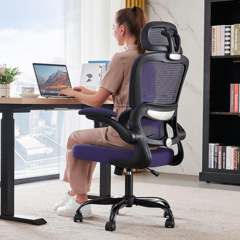 TRALT Office Chair Ergonomic Desk Chair, 330 LBS Home Mesh Office Desk Chairs with Wheels, Comfortable Gaming Chairs (Violet) - Image 1