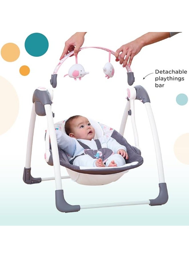 Kiko أرجوحة أطفال أوتوماتيكية مع موسيقى، 5 سرعات، 7 ألحان ممتعة، قماش قابل للتنفس و 2 لعبة محشوة، من حديثي الولادة إلى الأطفال، حتى 11 كجم - Image 3