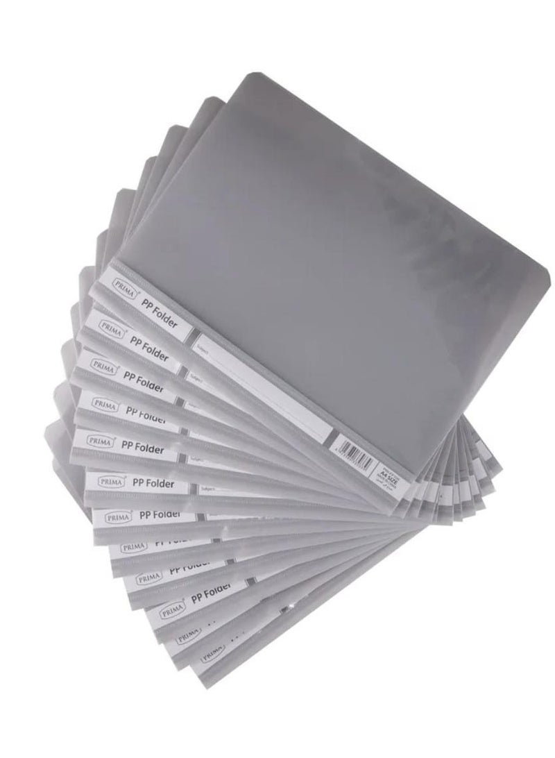 PRIMA 12-Piece Clear File Folder A4 Silver - Image 1