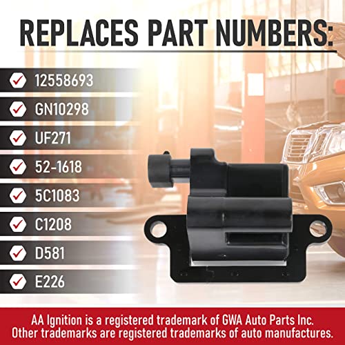 AA Ignition Ignition Coil Pack - Replaces 12558693, UF271, 5C1083, D581 - Compatible with Chevy, GMC & Cadillac Vehicles - Escalade, Avalanche, Silverado, Express 3500, Suburban, Tahoe, Sierra, Savana, Yukon XL - Image 3