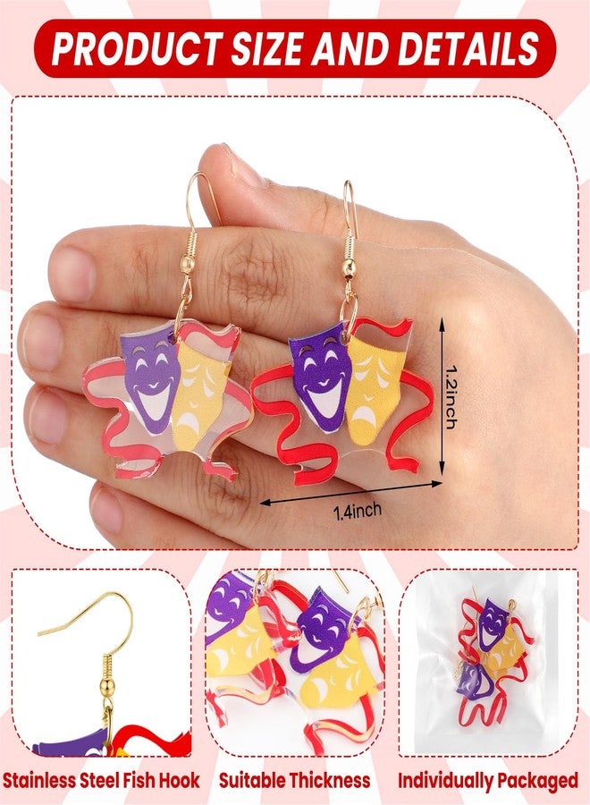 Sureio 6/8 Pairs Novelty Acrylic Earrings for Women Charm Gifts Daily Accessories Crafts Jewelry for Women, 1.4-1.6 inch, Acrylic, acrylic - Image 3