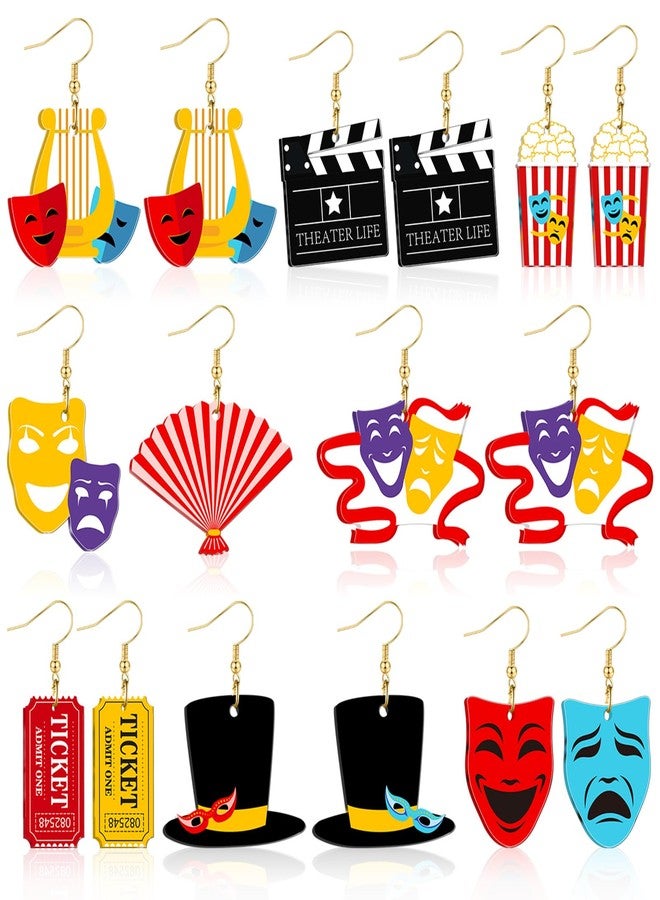 Sureio 6/8 Pairs Novelty Acrylic Earrings for Women Charm Gifts Daily Accessories Crafts Jewelry for Women, 1.4-1.6 inch, Acrylic, acrylic - Image 1