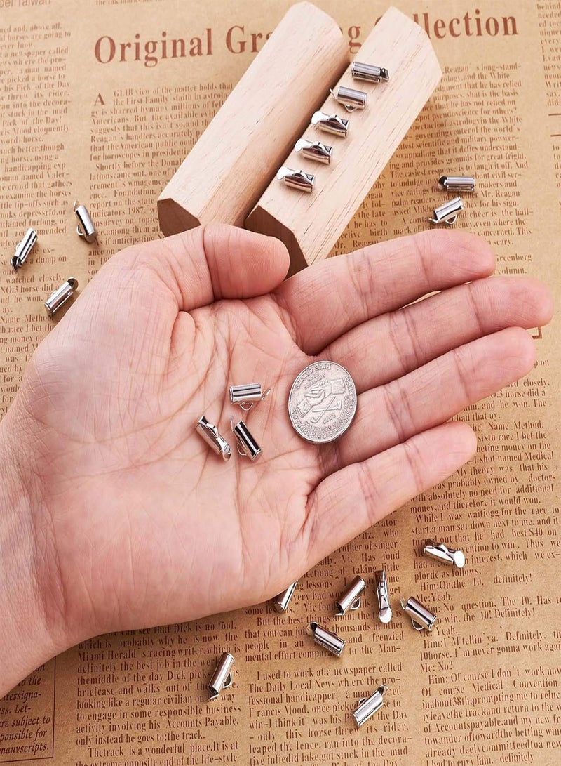 GGOOT Pandahall 50pcs Iron Slide On End Clasp Tubes Slider End Caps Crimp End Tube for Round 11/0 or 8/0 Seed Beads Platinum (10mm) - Image 4