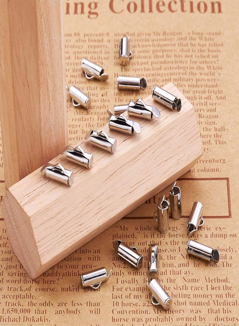 GGOOT Pandahall 50pcs Iron Slide On End Clasp Tubes Slider End Caps Crimp End Tube for Round 11/0 or 8/0 Seed Beads Platinum (10mm) - Image 3