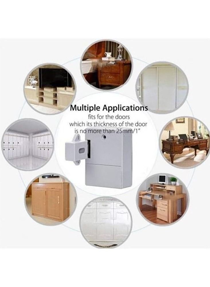 RFID Electronic Cabinet Lock DIY For Wooden Drawer Cabinet, Ready For Use & Programmable(White)