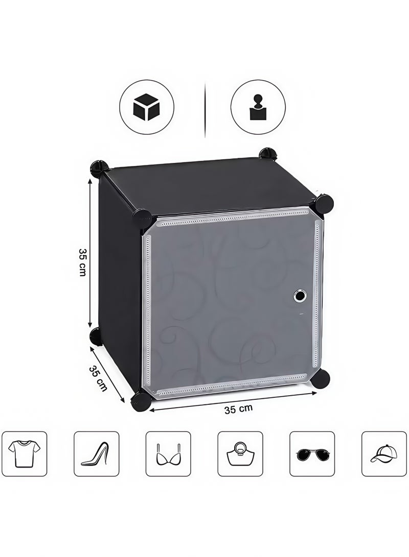 Generic 12 Cube Storage Organizer - ClosetStorage Organiser with Doors, Portable Wardrobe,Plastic Cube Closet Storage Shelves for ShoesClothes Toys Books (12 Cubes)  - Image 2
