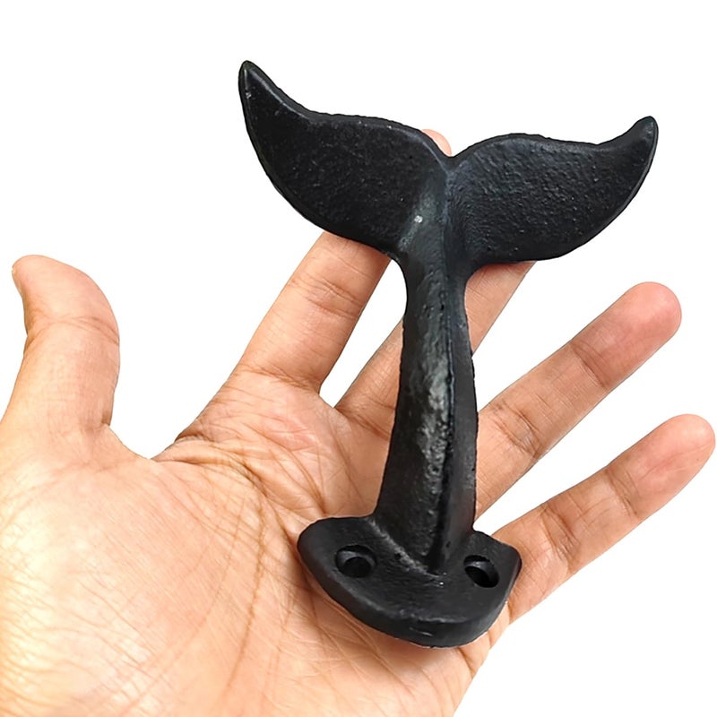 NSBELL 4PCS Whale Tail Cast Iron Wall Hook - Image 3