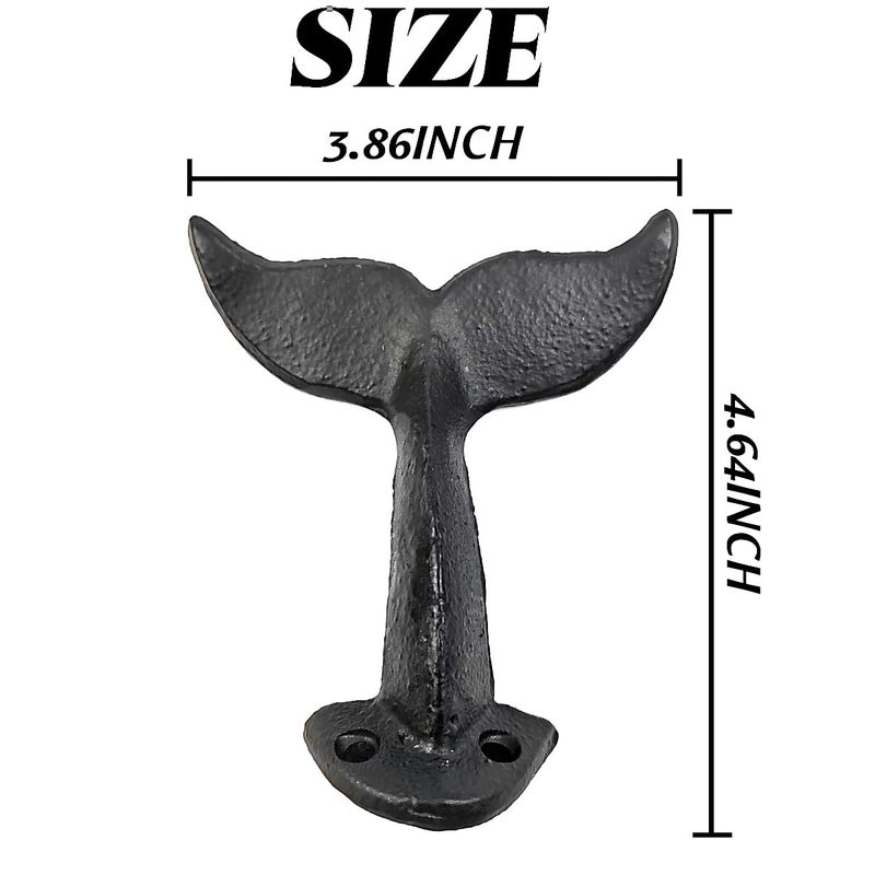 NSBELL 4PCS Whale Tail Cast Iron Wall Hook - Image 2