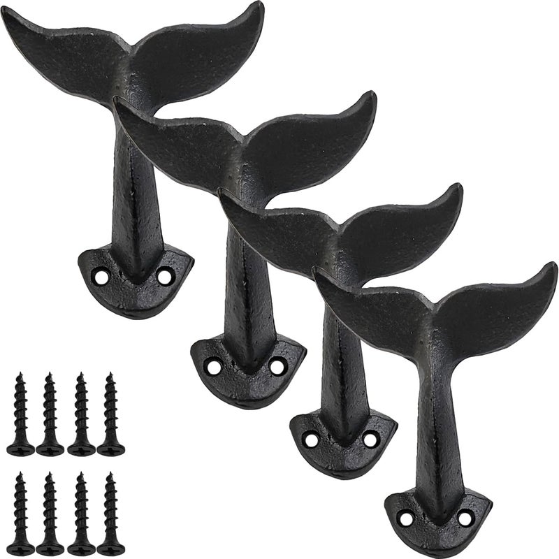 NSBELL 4PCS Whale Tail Cast Iron Wall Hook - Image 1