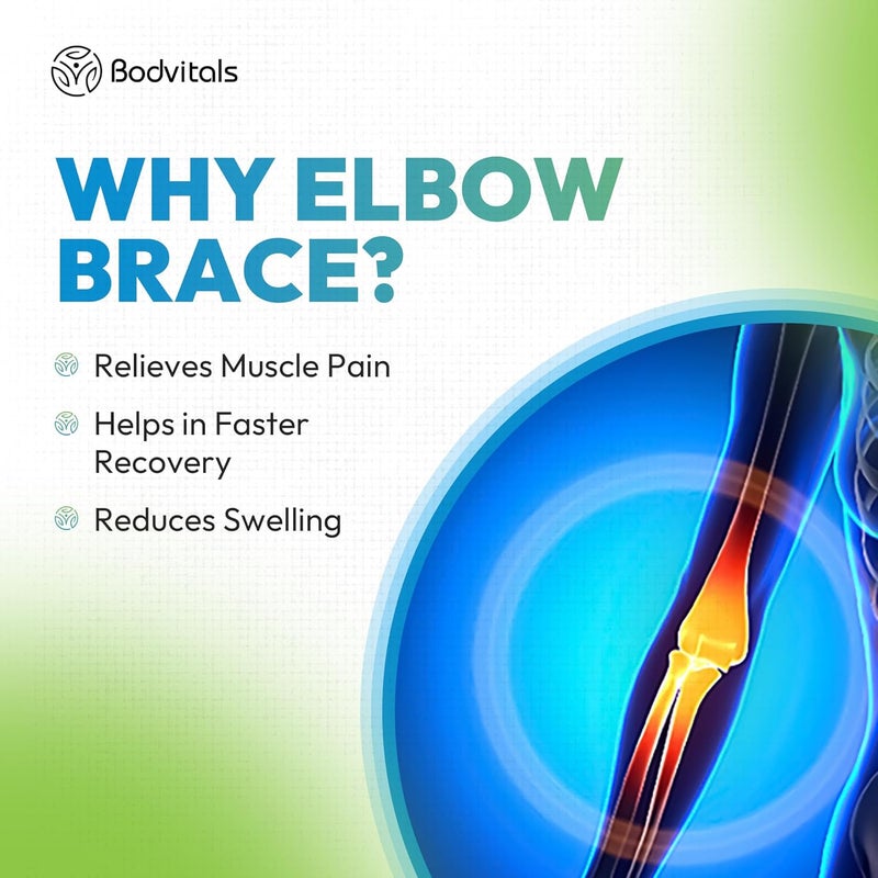 BODVITALS Elbow Compression Sleeve | Elbow Brace for Tendonitis and Tennis Arm for Women | Arm Supports Golfer Support | Arm Pain Relief for Women & Men | Tennis Arm Brace (S) - Image 3