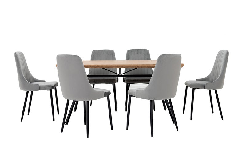 ROYAL FURNITURE Oliver Dining Set Gray 6-Seater - Image 4