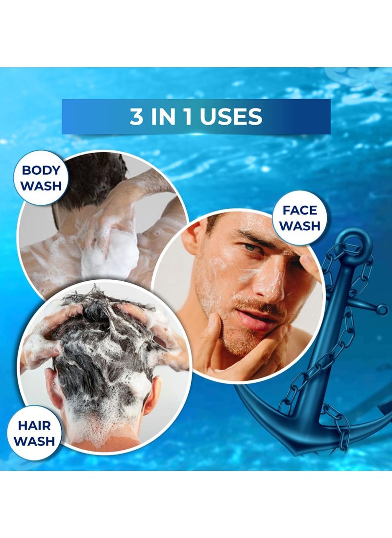 MUUCHSTAC Ocean 3-in-1 Body Wash for Men | Clear Skin, Controls Sweat, Fights Body Acne & Bad Odour, Shower Gel for Long-Lasting Fresh | 182 ml  - Image 4
