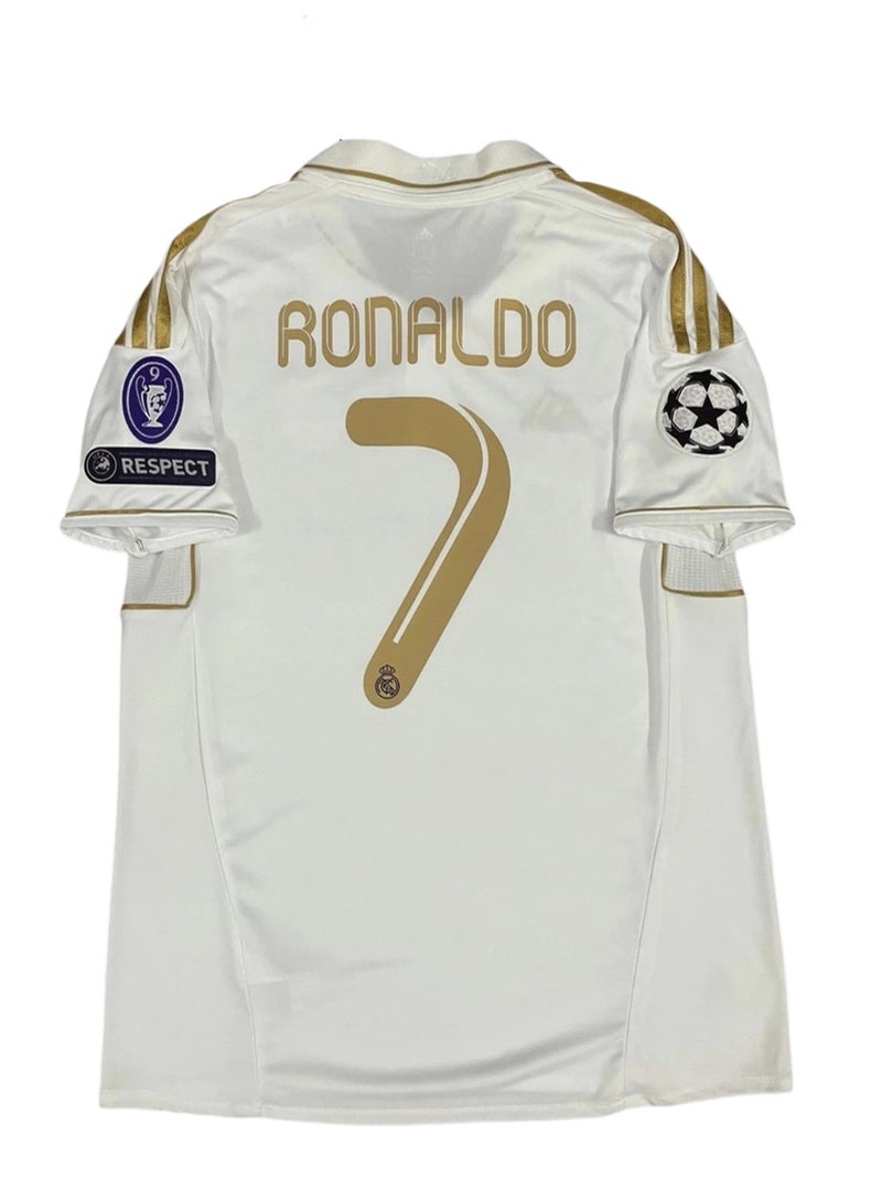 ريال مدريد 2011-2012 ريال مدريد المنزل قصيرة الأكمام لكرة القدم موحدة # 7 رونالدو الرجعية لكرة القدم جيرسي هدية للجماهير والأصدقاء - Image 1