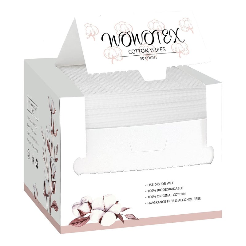 100 Cotton Disposable Face Towel Biodegradable Face Towel for Drying Face 50 CountBox Extra Thick Soft One Time Use Face Towels 1012 Large Clean Towels for Sensitive Skin Baby Care