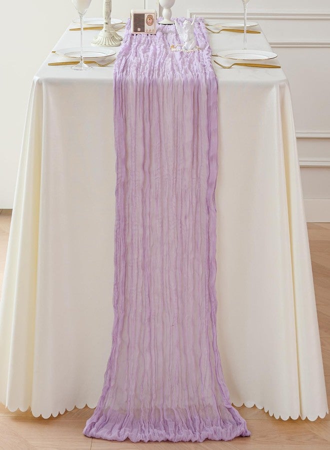 Sioloc 1 Pack Lilac Purple Lavender Cheesecloth Table Runner Spring Decor 10ft Boho Gauze Cheese Cloth Runner for Easter Tea Wedding Party Baby Bridal Shower Birthday - Image 4