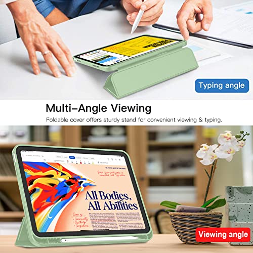 iMieet iPad (A16) Case 11th Gen/iPad 10th Generation Case [11-Inch 2025/10.9 Inch 2022] with Pencil Holder, Trifold Stand Smart Cover with Soft TPU Back,Auto Wake/Sleep(Matcha Green) - Image 3
