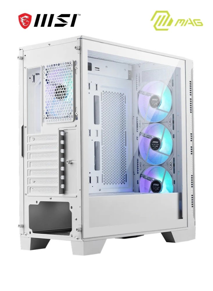 MSI MAG Forge 320R Airflow WHITE | ATX Mid Tower Computer Case, 4x Pre-Installed Case Fans, Up to 360mm Radiator Support, 3.5" / 2.5" Drive Bays, Tempered Glass Window, Mesh Panel | 306-7G23W22-HH9 white - Image 4