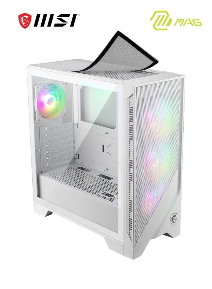 MSI MAG Forge 320R Airflow WHITE | ATX Mid Tower Computer Case, 4x Pre-Installed Case Fans, Up to 360mm Radiator Support, 3.5" / 2.5" Drive Bays, Tempered Glass Window, Mesh Panel | 306-7G23W22-HH9 white - Image 3
