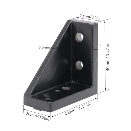 BLCCLOY 20 Sets 2020 Aluminum Extrusion T Slot Corner Bracket 20 Series Extruded Hardware 90 Degree Right Angle Connector with M5 Bolts Nuts for 20/20 80 20 2040 T V Slot Black Aluminum Profile - Image 3