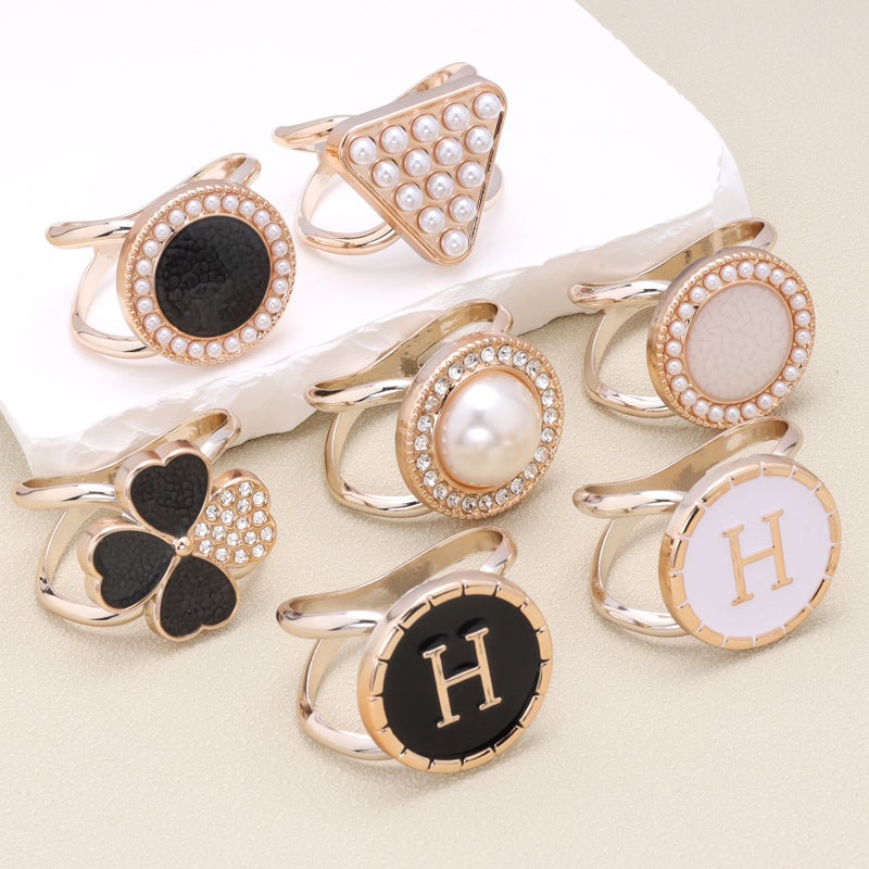 Simple Multi-Functional Scarf Buckle Fashion High-Grade Pearl Buckle Square Scarf Scarf Corner Fixed Decorative Knot Buckle - Image 3