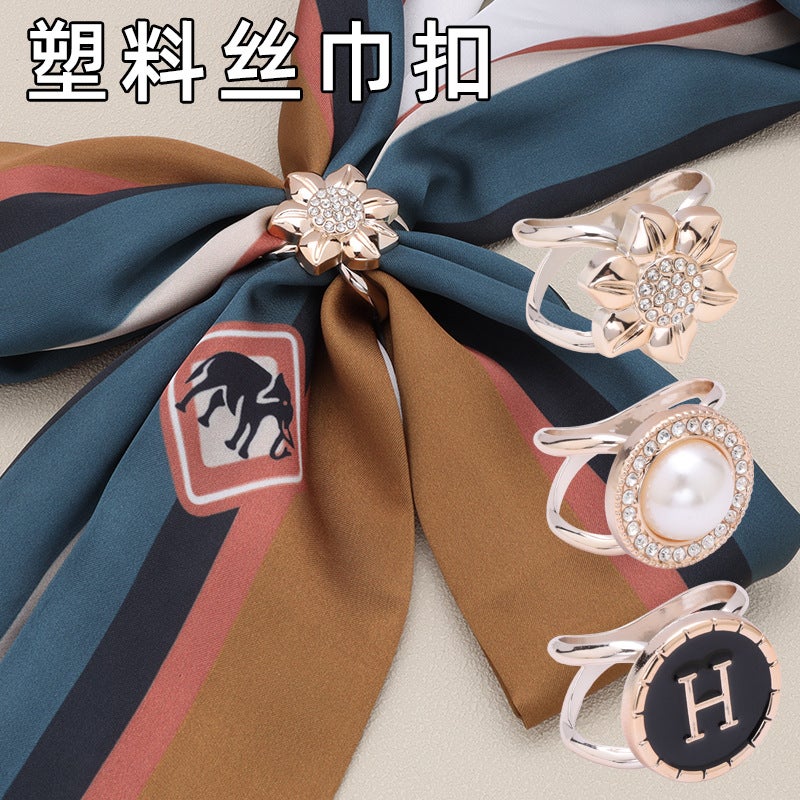 Simple Multi-Functional Scarf Buckle Fashion High-Grade Pearl Buckle Square Scarf Scarf Corner Fixed Decorative Knot Buckle - Image 2
