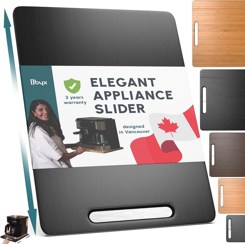 Ibyx Elegant Sliding Tray for Your Coffee Maker Heavy Kitchen Appliances Sturdy Slides Easily from Under The Cabinet Black 12W x 16D