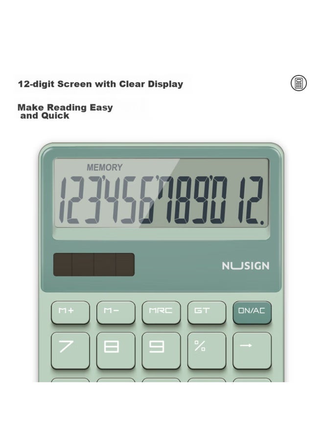 Nusign Fashion Office Calculator, German Creative Design, Large Buttons Dual Power Design, High-value Student Fourth-grade Calculator, Green Ns042 - Image 3
