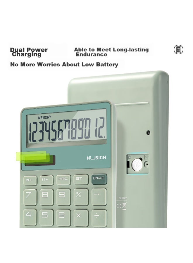 Nusign Fashion Office Calculator, German Creative Design, Large Buttons Dual Power Design, High-value Student Fourth-grade Calculator, Green Ns042 - Image 4