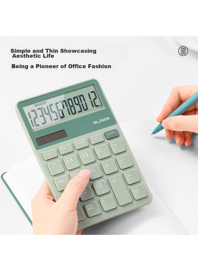 Nusign Fashion Office Calculator, German Creative Design, Large Buttons Dual Power Design, High-value Student Fourth-grade Calculator, Green Ns042 - Image 2