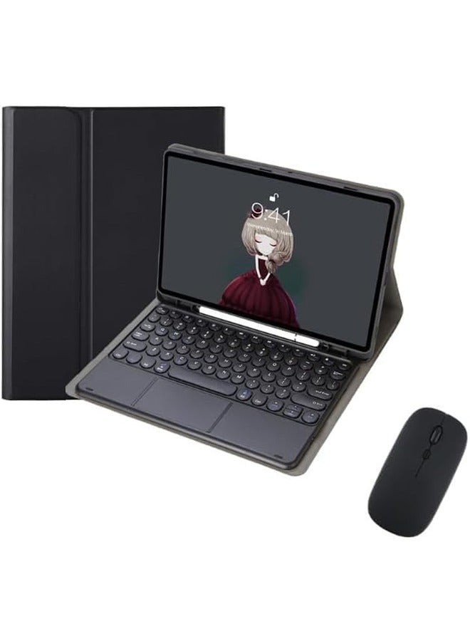 general Arabic and English Keyboard Case Compatible with Samsung Galaxy Tab S9 FE 11 inch 2023, Retro Round Key with Mouse Color Keyboard With Detachable Touch Keyboard Cover