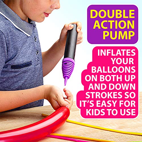 Learn & Climb Balloon Animal Refill Pack 200 Twisting Balloons with Double Action Hand Pump for Balloon Animal Kits Party Refills Balloon Modeling Sculpting for Kids - Image 5