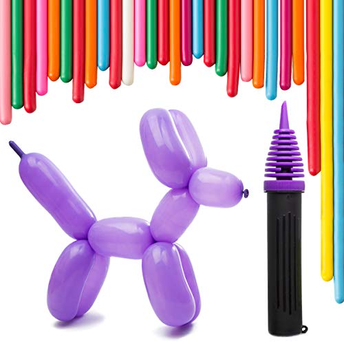 Learn & Climb Balloon Animal Refill Pack 200 Twisting Balloons with Double Action Hand Pump for Balloon Animal Kits Party Refills Balloon Modeling Sculpting for Kids - Image 1