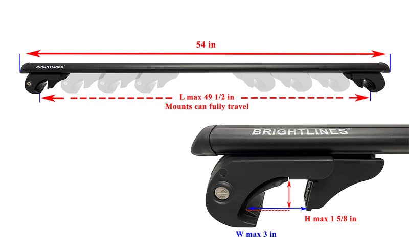 BrightLines 53" All Black Universal Crossbars Roof Racks Compatible with Raised Roof Side Rails for Kayak Luggage ski Bike Carrier, a Set of 2 (Black) - Image 5