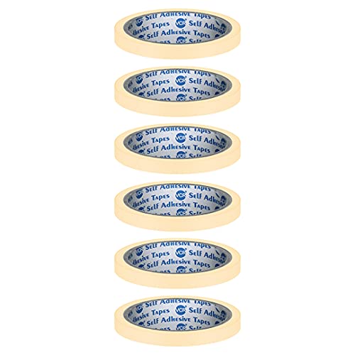 VCR Masking Tape - 20 Meters in Length 06mm / 0.25" Width - 6 Rolls Per Pack - Easy Tear Tape, Best for Carpenter, Labelling, Painting and leaves no residue after a peel. - Image 1