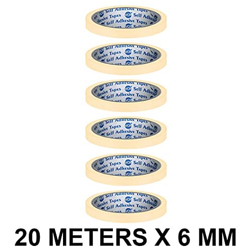 VCR Masking Tape - 20 Meters in Length 06mm / 0.25" Width - 6 Rolls Per Pack - Easy Tear Tape, Best for Carpenter, Labelling, Painting and leaves no residue after a peel. - Image 2