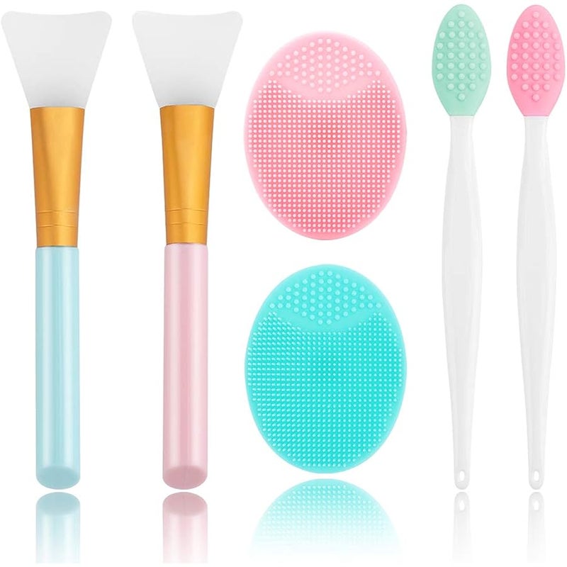 Yokilly Silicone Face Scrubber, 2pcs Exfoliating Lip Brush, 2pcs Cleansing Brush,2pcs Face Mask Brush Exfoliator Blackhead Skin Care Tool - Image 1