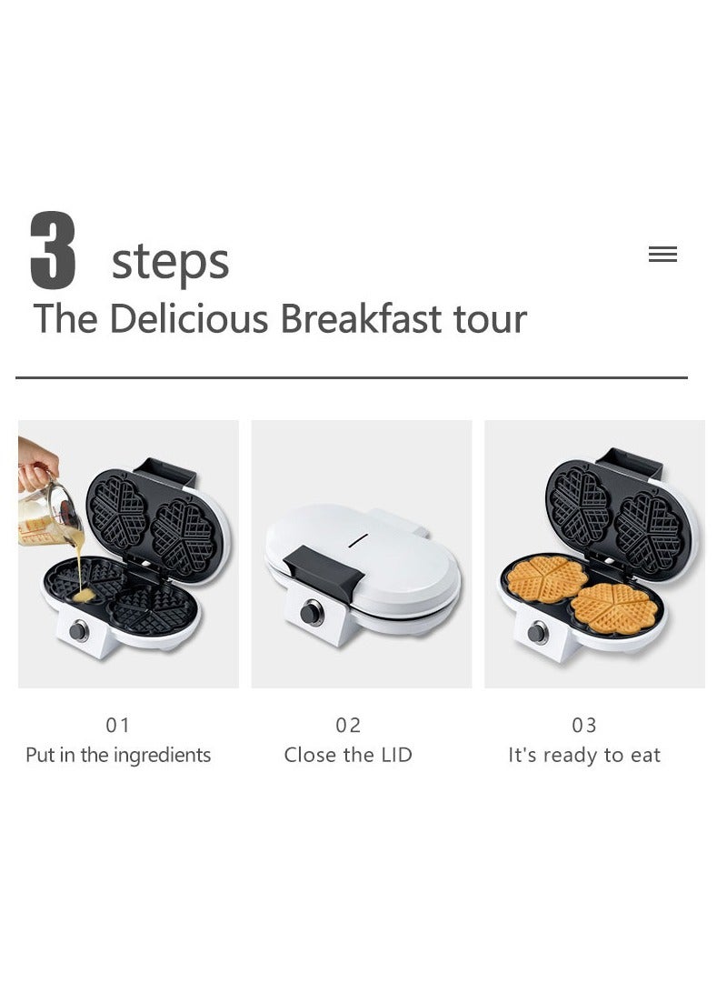 general Home love waffle maker, double plate sandwich maker, multi-function waffle maker, easy to make love waffles and sandwiches, suitable for family breakfasts - Image 3