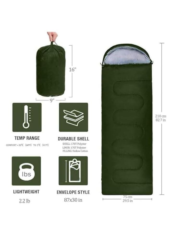 HOOKOR Sleeping Bag, Lightweight 3 Season Weather Sleep Bags for Kids Adults Girls Women, Microfiber Filled Compact Design for Backpacking/Hiking/Camping/Mountaineering  - Image 3