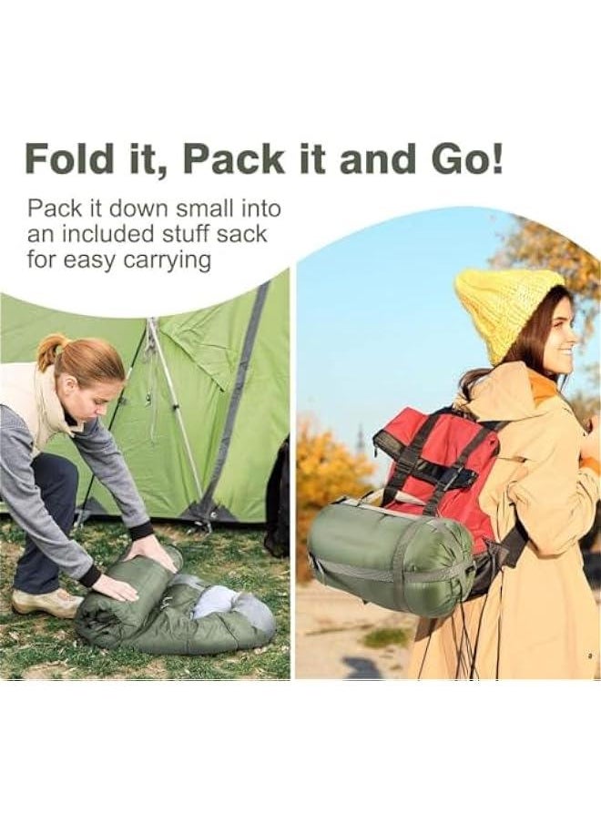 HOOKOR Sleeping Bag, Lightweight 3 Season Weather Sleep Bags for Kids Adults Girls Women, Microfiber Filled Compact Design for Backpacking/Hiking/Camping/Mountaineering  - Image 5