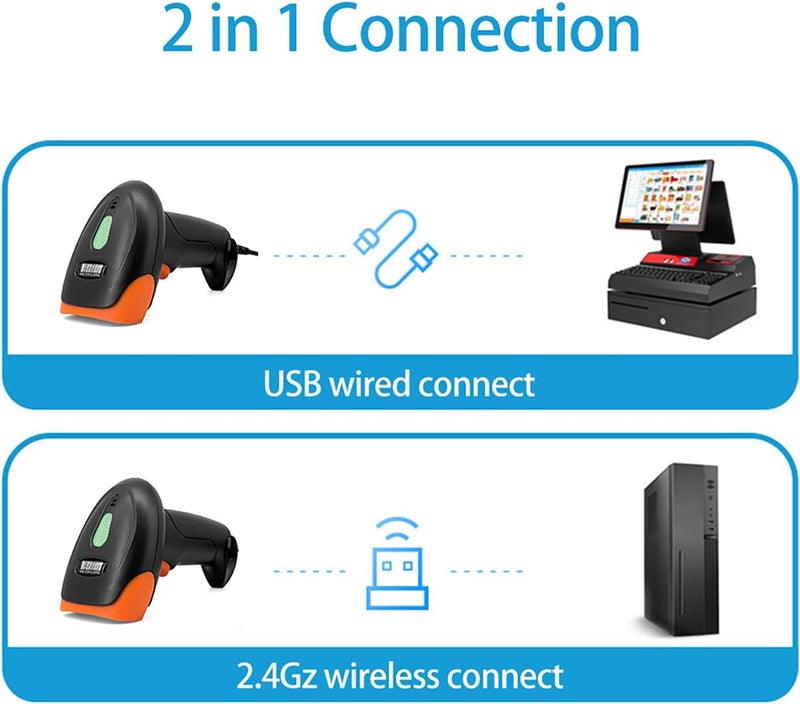 يسهل تخزين ونقل ماسح الباركود LiebeWH U20 اتصال سلكي USB قدرة فك التشفير 1D 2D لإدارة مخزون نقاط البيع في السوبر ماركت (اتصال USB و 2.4G) استخدام خفيف وثقيل جودة لكل تطبيق قابل للفصل والتفكيك - Image 4