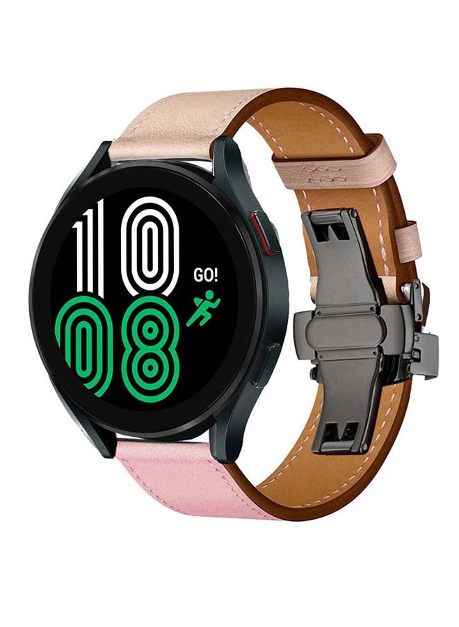 بيرفيي سوار بديل من الجلد الطبيعي لساعة سامسونج جالاكسي 4 مقاس 40/44 مم وردي - Image 2