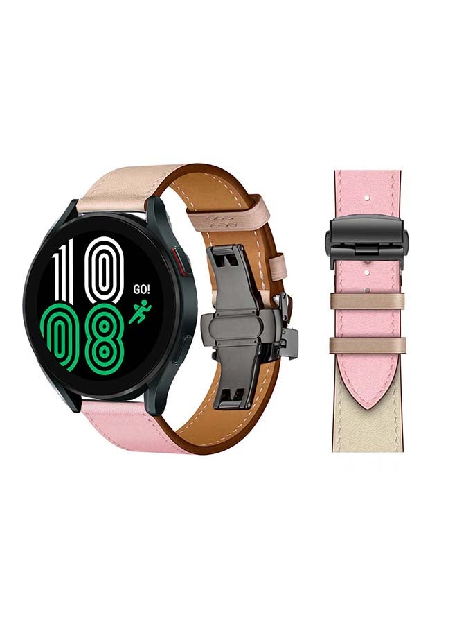 بيرفيي سوار بديل من الجلد الطبيعي لساعة سامسونج جالاكسي 4 مقاس 40/44 مم وردي - Image 1